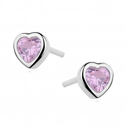 Cercei argint inima cu piatra roz DiAmanti KS0265ER_LP-DIA (Argint 925‰ 1,1 g.)